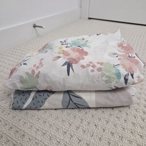 Floral Cotton Crib Sheet - White, Pink & Green